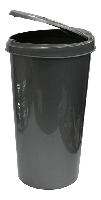 45 Litre Plastic Silver/Grey Bin Rubbish Bin Bedroom Office Classroom Touch Lid