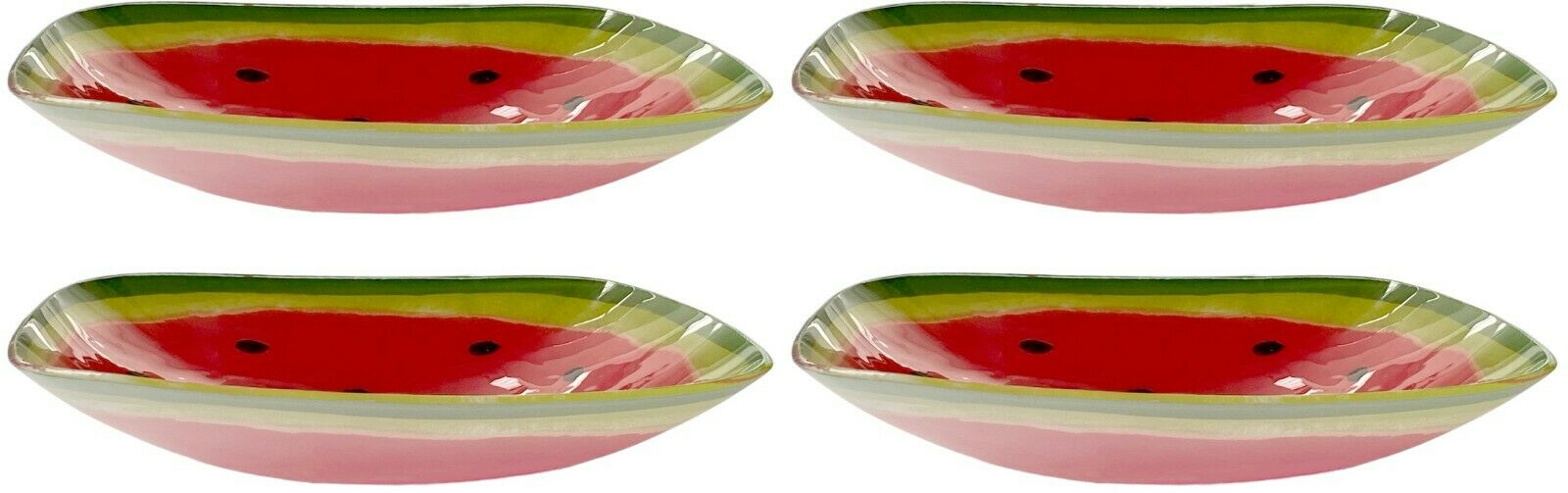 Set Of 4 Large Glass Bowls Bright Coloured Watermelon Desert Bowls Soup Bowls