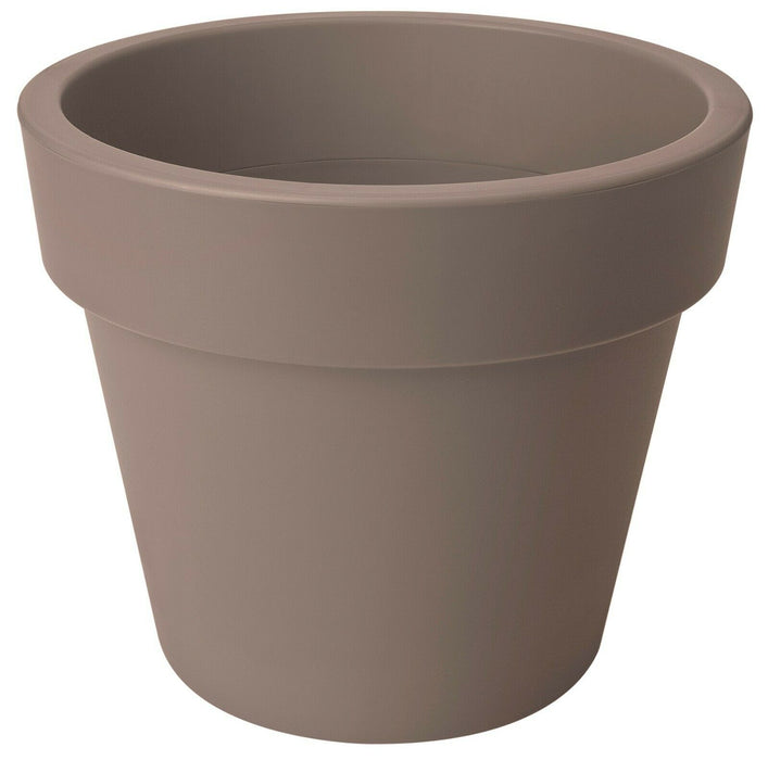 LARGE 40cm Round Barrel Planter Plastic Plant Pot Taupe 24 Litre Double Walled