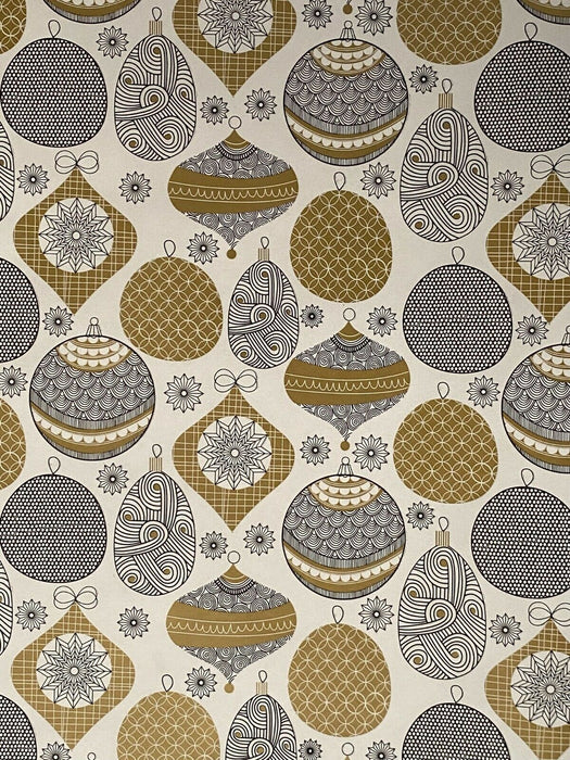 Set of 6 Christmas Wrapping Paper Rolls Gold Bauble Design Gift Wrapping 12m