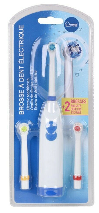 Electric Toothbrush - Rotating Soft Bristles Battery Powered With 3 Strong Heads