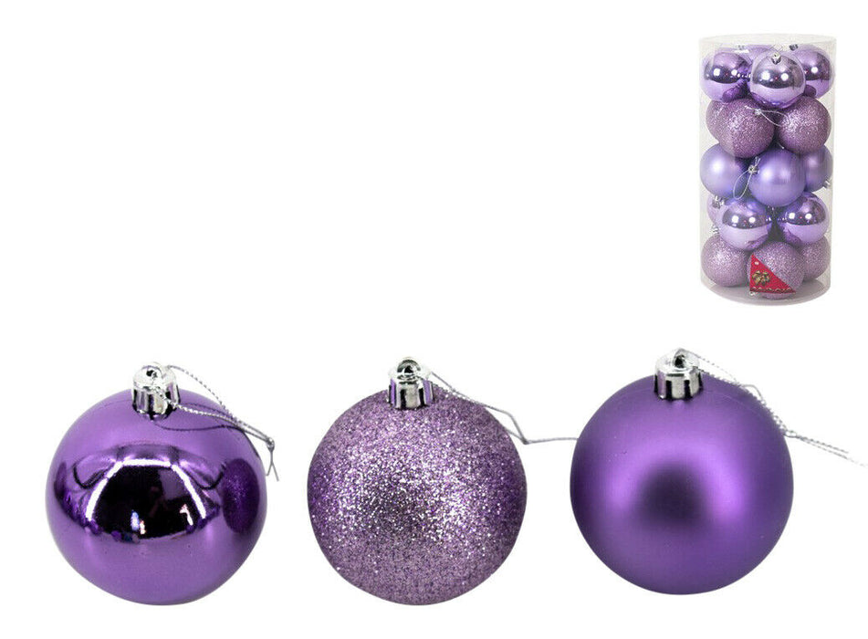 Rammento 20 Pack Shatterproof Purple Baubles for Christmas Tree | 8cm/3.15”