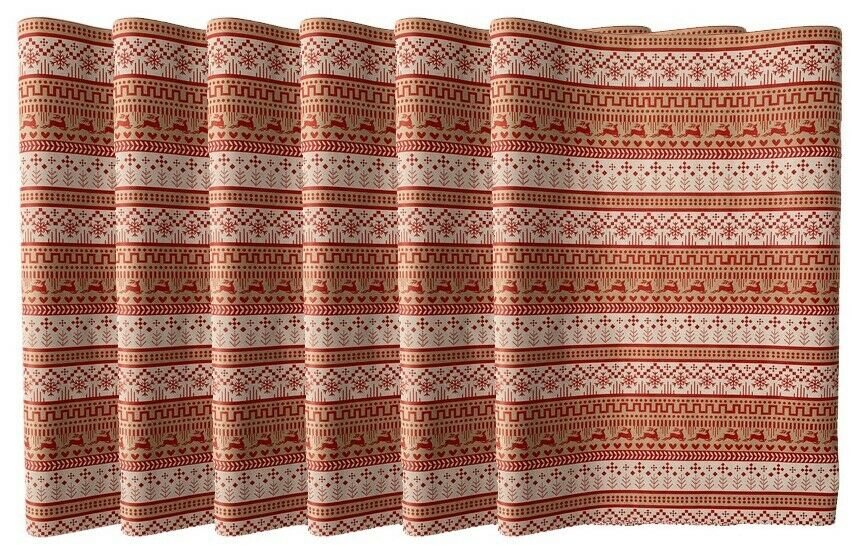 Christmas Wrapping Paper 6 Rolls 12m Of Festive Red White & Brown Gift Wrap