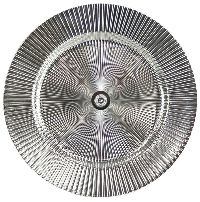 4x Silver Rippled Charger Plates Tableware Set Chip-Resistant Occasion Plate