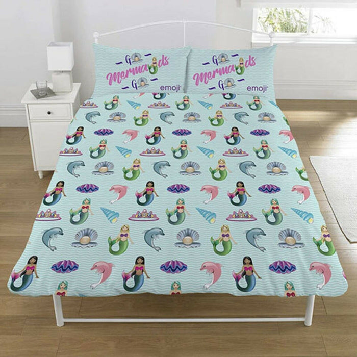 Duvet Cover Set - Single Reversible Children Beddings Pink Blue Emoji Design