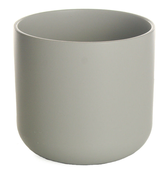 Rammento Stoneware Plant Pot Set of Two, Grey 13.5cm Round Stone Flower Pots