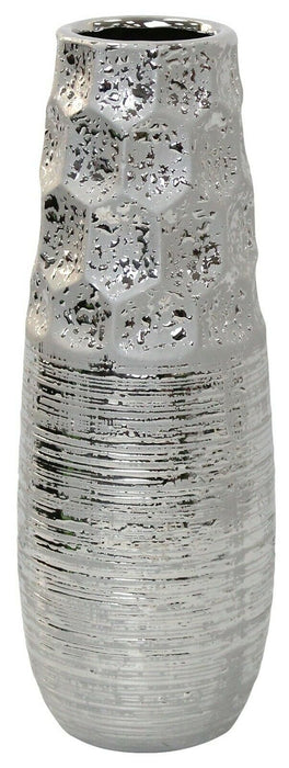 30cm Tall Striped Silver Dimpled Flower Vase Ceramic Vase Modern Home Décor
