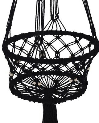 Macramé Hanging Flowerpot Holder Black Hanging Basket 110cm Tall