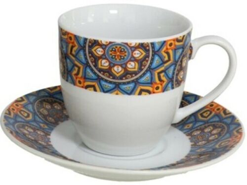 Tea Mug & Plate Set With Stand 6 Coffee Mugs & 6 Saucers 12 Piece Dinner Set