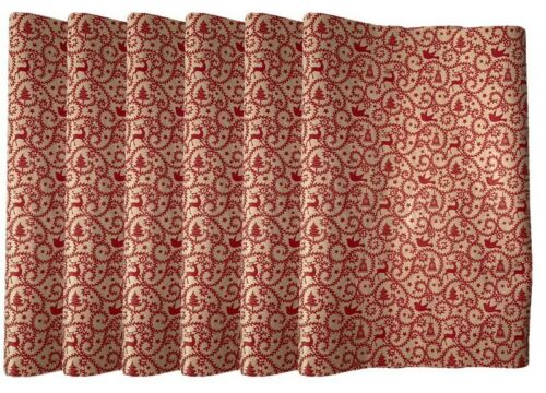 Christmas Wrapping Paper 6 Rolls 12m Of Reindeer Red & Brown Paper Gift Wrap