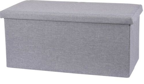 Ottoman Large Pouffe Storage Box & Seat up to 120kg Light & Dark Grey