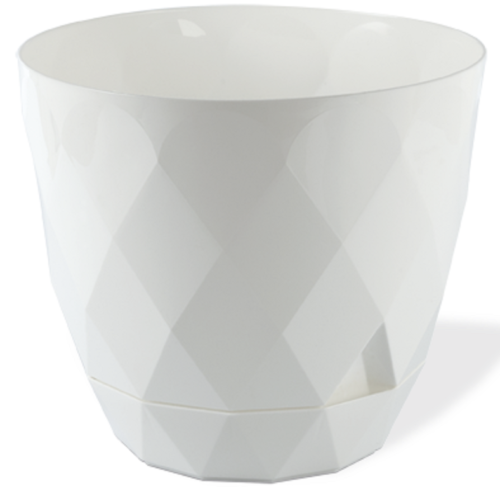 Large 9 Litre Indoor Outdoor Modern Planters Removeable Tray Plant Pot White