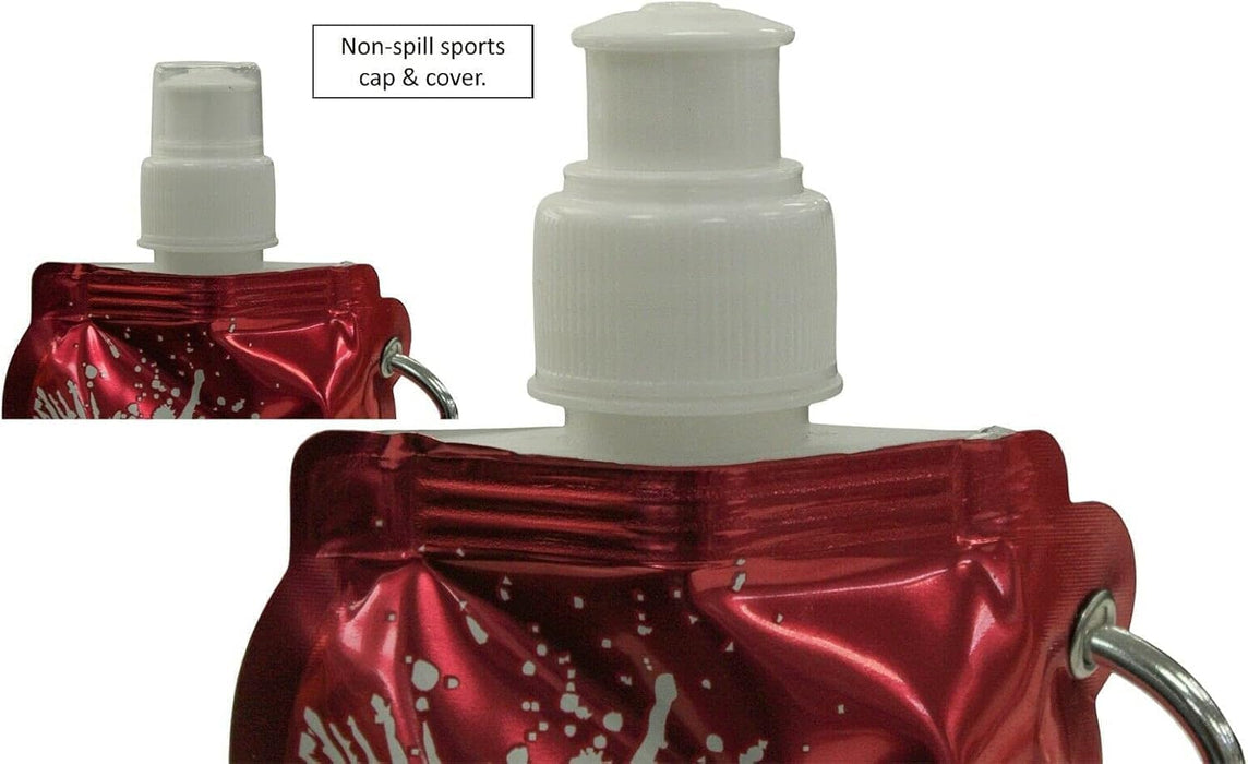 BPA-Free Plastic 500ml Foldable Non-Spill Sports Water Bottles Black Blue or Red