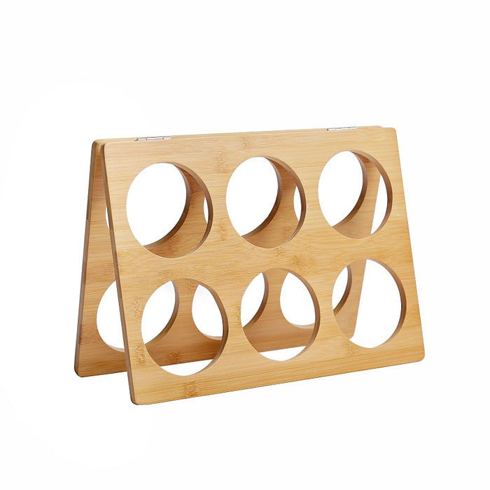 RTA 35cm Foldable 6-Bottle Bamboo Wine Rack, Brown