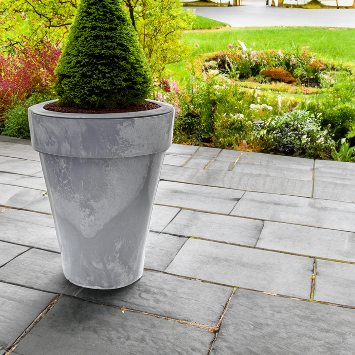 Rammento 44.5cm Large Marble Effect Indoor/Outdoor Planter Stone Grey 18L Capacity
