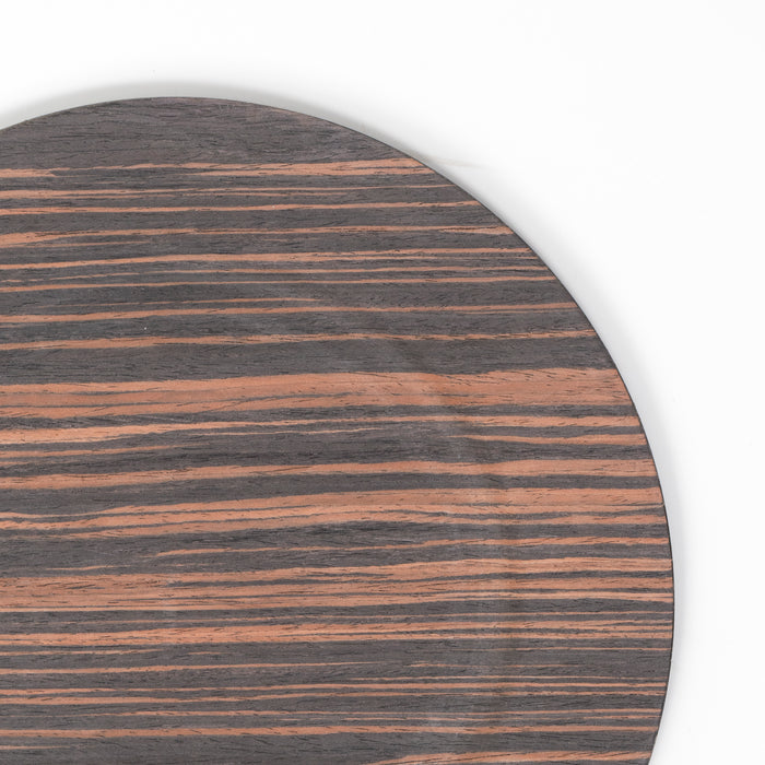 Set of 4 33cm Plastic Brown Wood Effect Decorative Charger Plates for Table