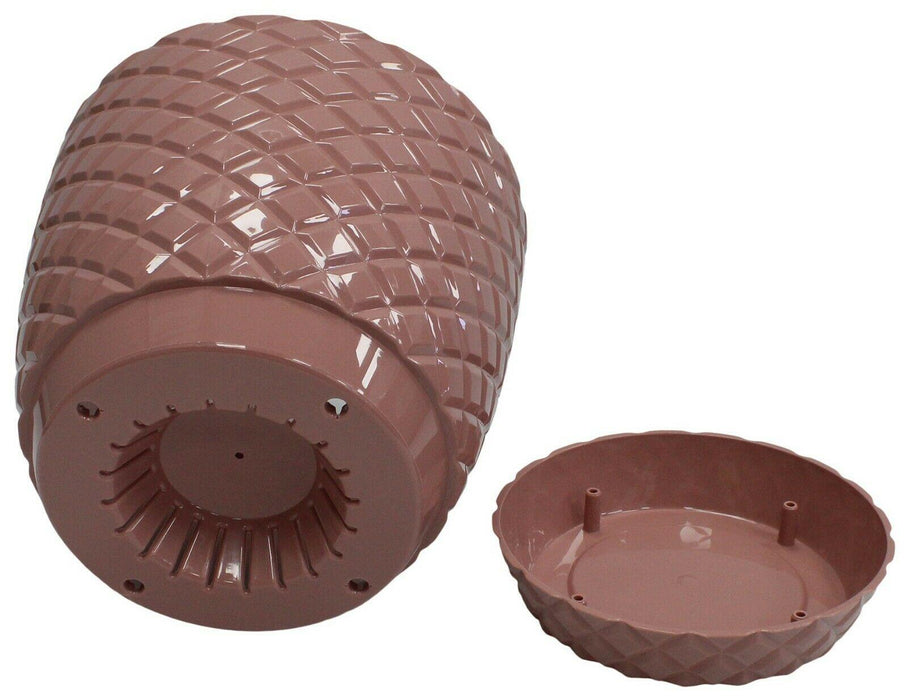 2-Pack 20cm Tall Pink Self-Watering Plastic Planters, 5.6L Indoor/Outdoor Pots