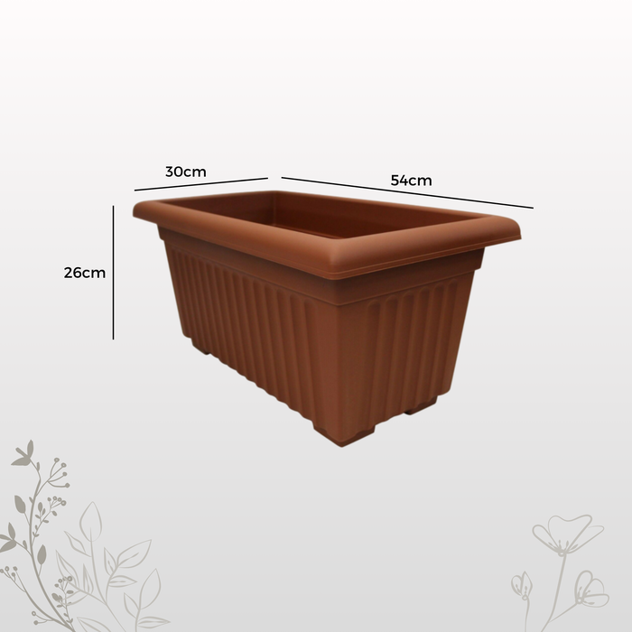 53cm Long Rectangular Terracotta Plastic Trough Planter/Windowsill Herb Pot