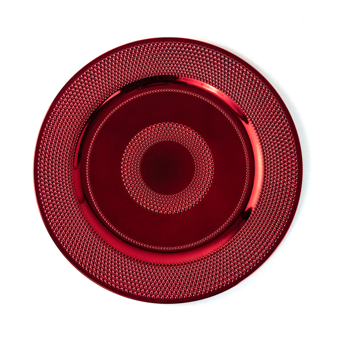 Set of Shiny Red Charger Plates 33cm Under Plates Stunning Round Chargers Deluxe