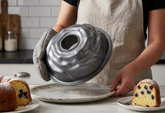 22.4cm Large Carbon Steel Rose-Shaped Bundt Cake Mould Tin for Baking, Silver