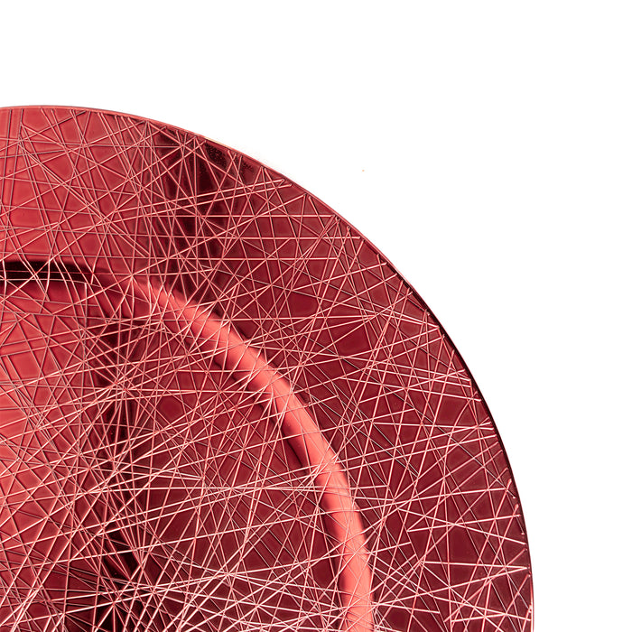 Set of 4 33 cm Red Geometric Design Round Charger Plates for Festive Dining