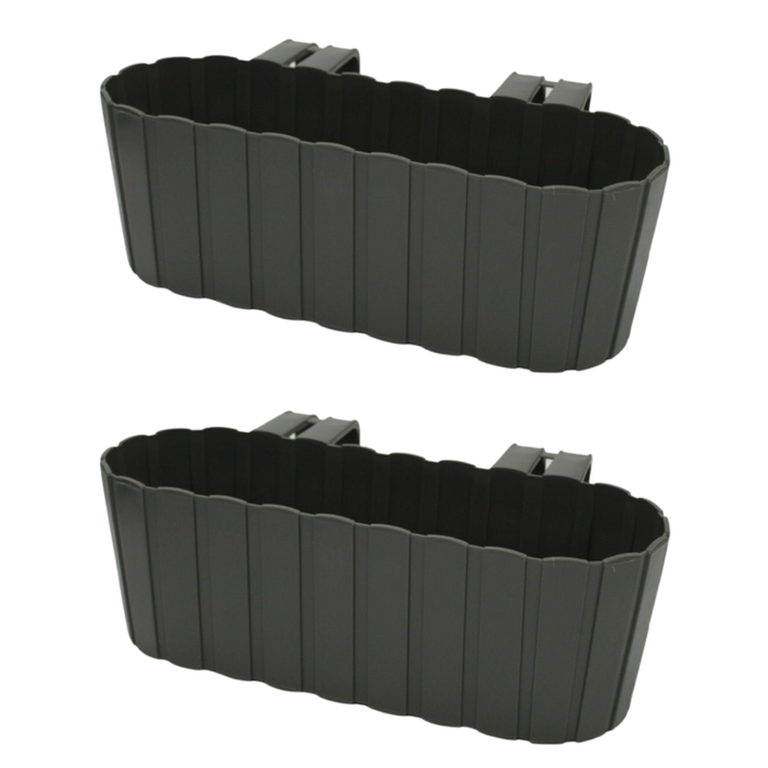 38cm Long Hanging Balcony Planters for Railing, Stone Grey 5L Flower Troughs
