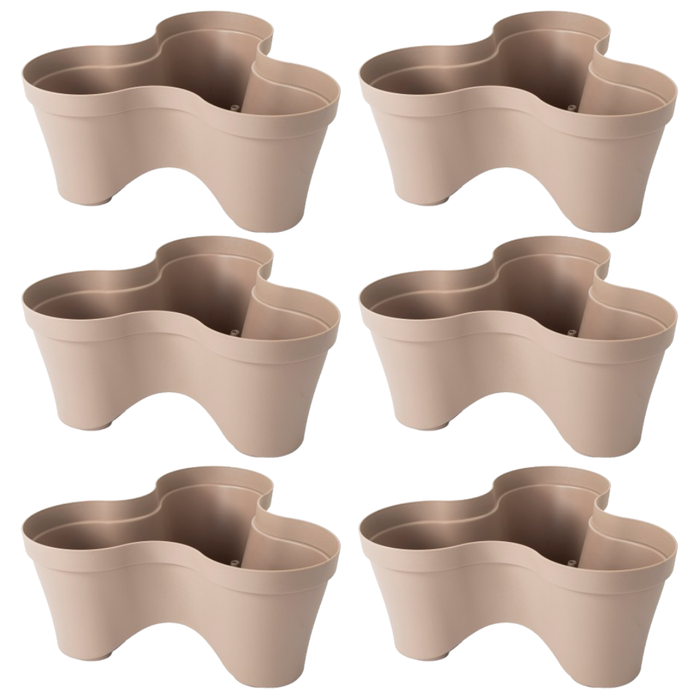 37cm Plastic Trio Stackable Planters, Taupe 8.8L & Patio Garden Flower Pots