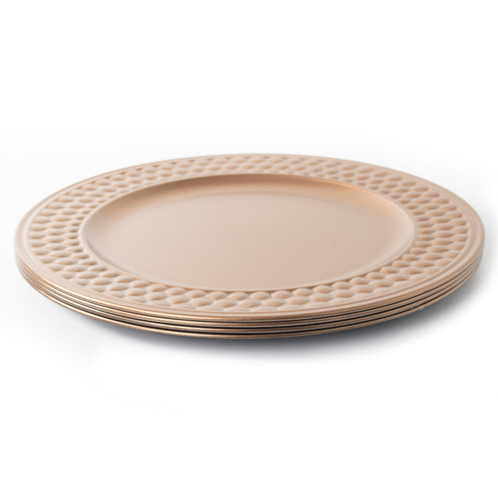 Koopman Set of 4 33cm Bronze Plastic Charger Plates Modern Honeycomb Rim Finish