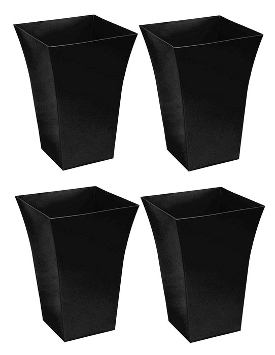 Rammento 44cm Flared Tall Black Plastic Plant Pot Indoor/Outdoor Square Planter