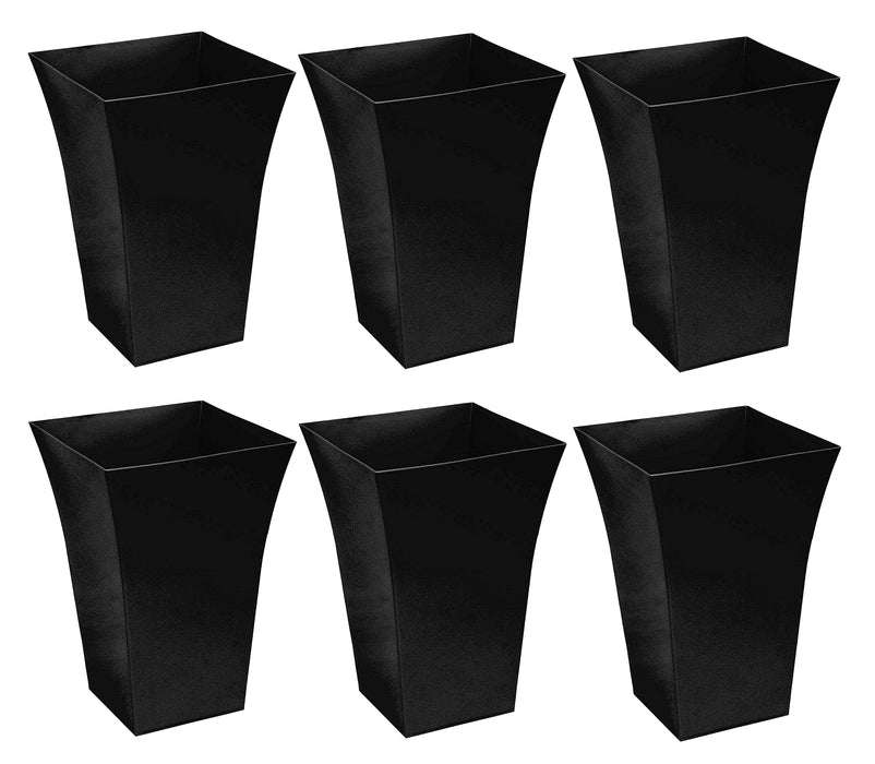 Rammento 44cm Flared Tall Black Plastic Plant Pot Indoor/Outdoor Square Planter