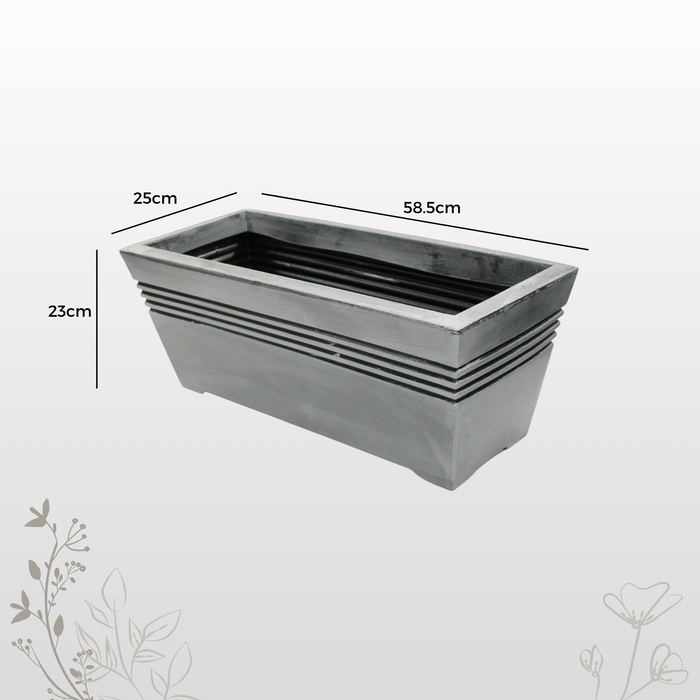 Strata 58cm Large Rectangle Plastic Plant Trough, Grey Indoor/Outdoor Planter