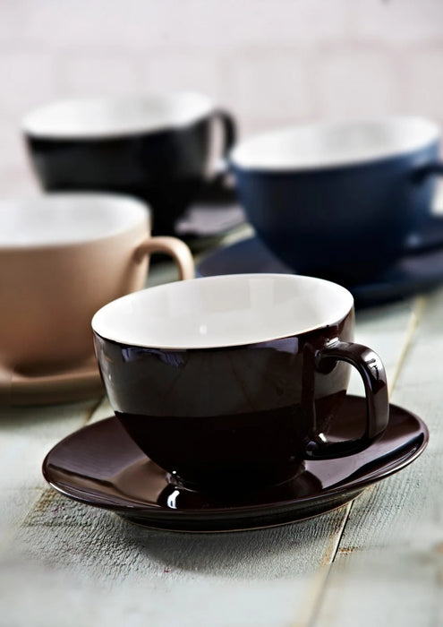 Price & Kensington Rockingham Large 425ml Brown Stoneware Coffee Mug and Saucer