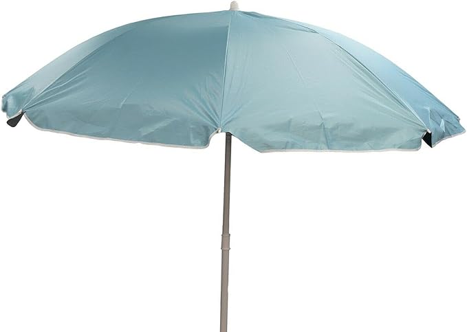 1.6m Tilting Parasol Sun Shade, 1.4m Tall Blue Nylon UPF 50+ Beach Umbrella