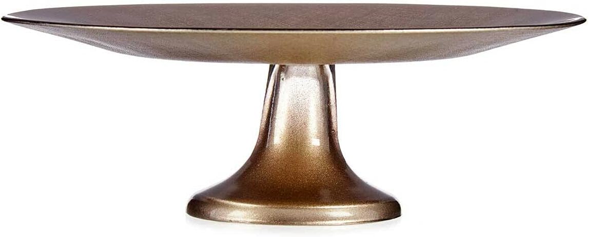33cm Large Glass Single-Tier Cake Stand, Champagne Gold Afternoon Tea Stand