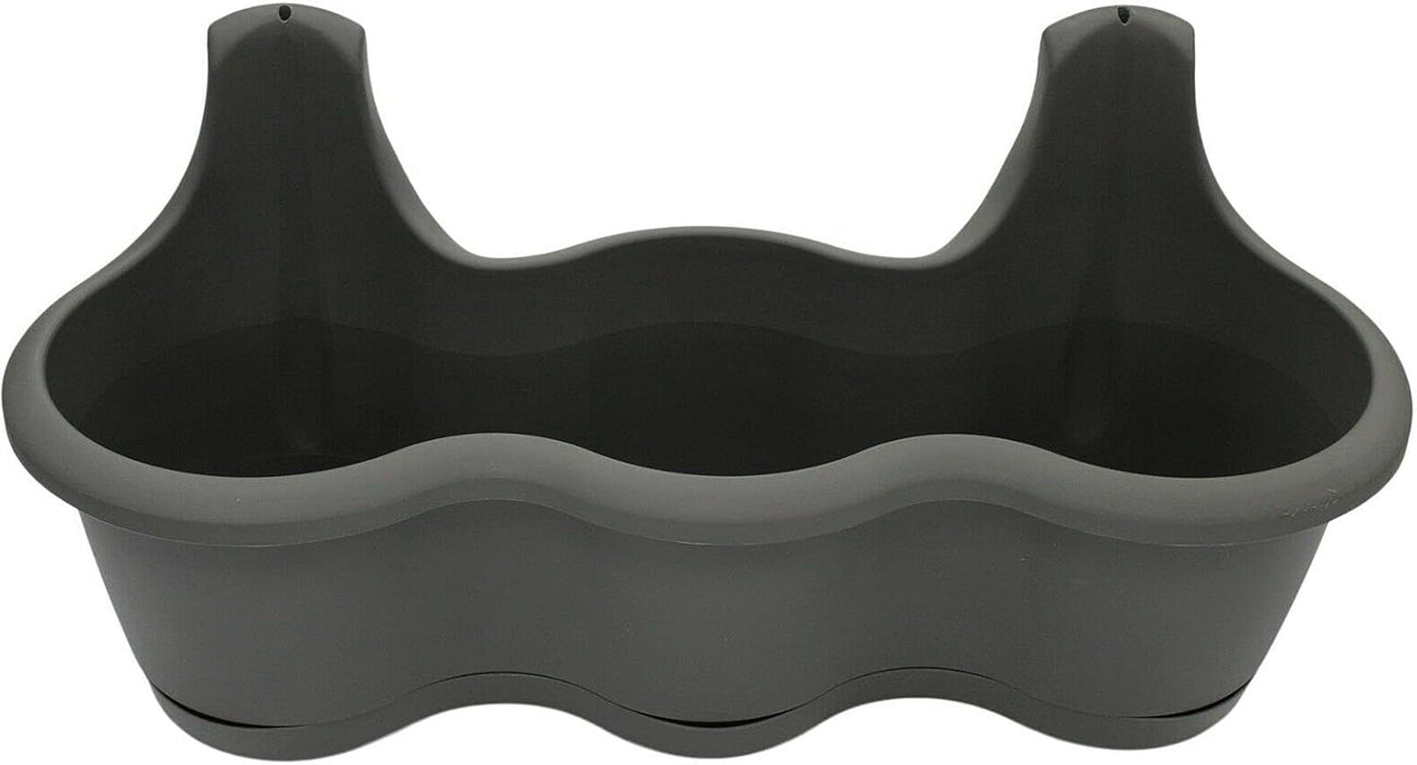 52cm Long Self-Watering Plastic Fence Planter, Grey Planter for Railing with Removable Saucer