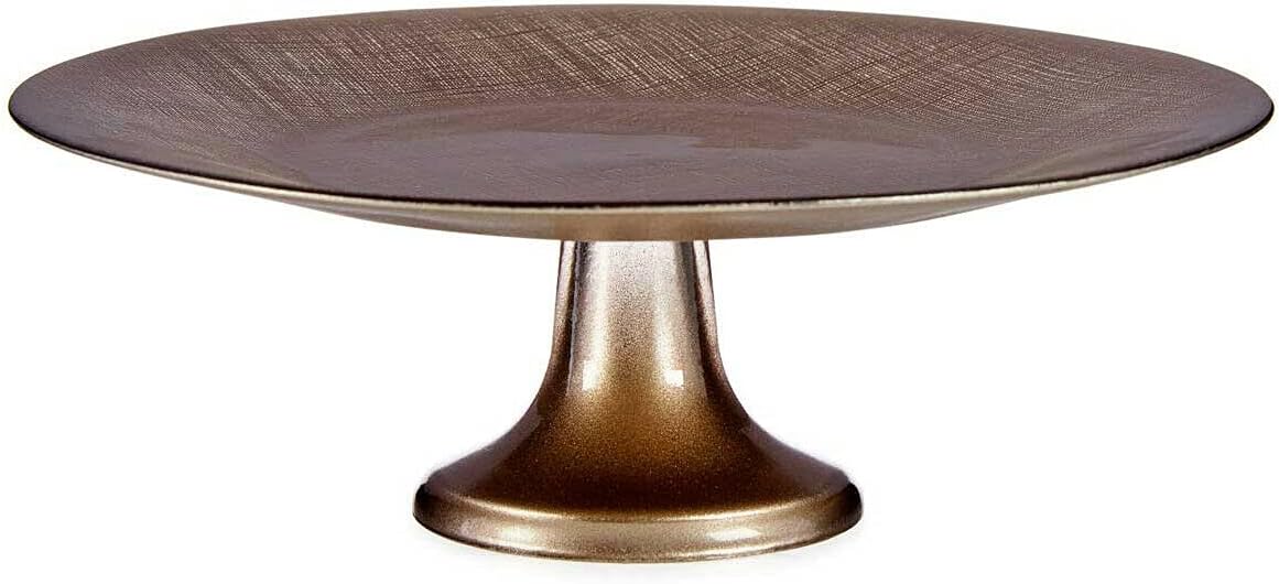 33cm Large Glass Single-Tier Cake Stand, Champagne Gold Afternoon Tea Stand