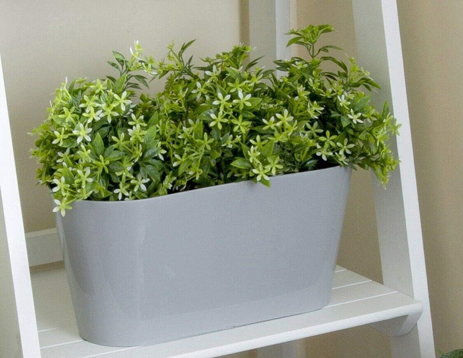 30cm Long Plastic Oval Planting Trough, Grey Outdoor/Indoor Window Box Planter