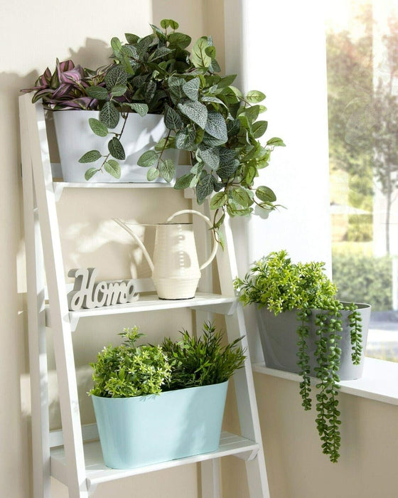 30cm Long Plastic Oval Planting Trough, Grey Outdoor/Indoor Window Box Planter