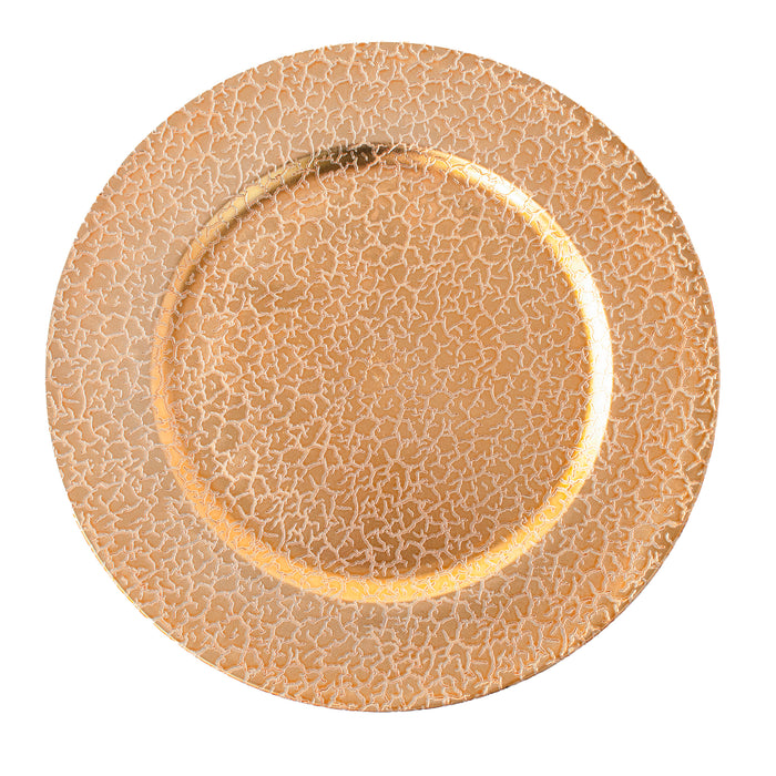 Koop Set of 4 33cm Textured Gold Plastic High-Gloss Finish Charger Plates
