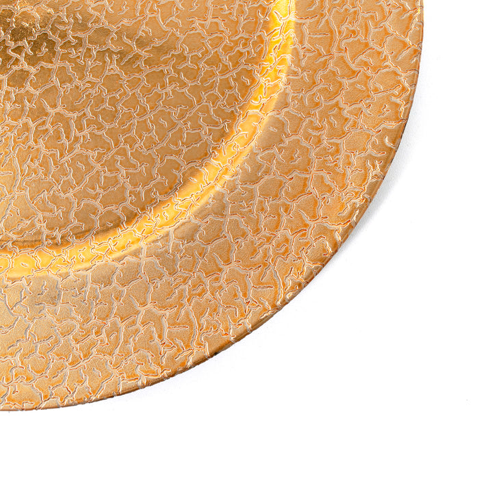 Koop Set of 4 33cm Textured Gold Plastic High-Gloss Finish Charger Plates
