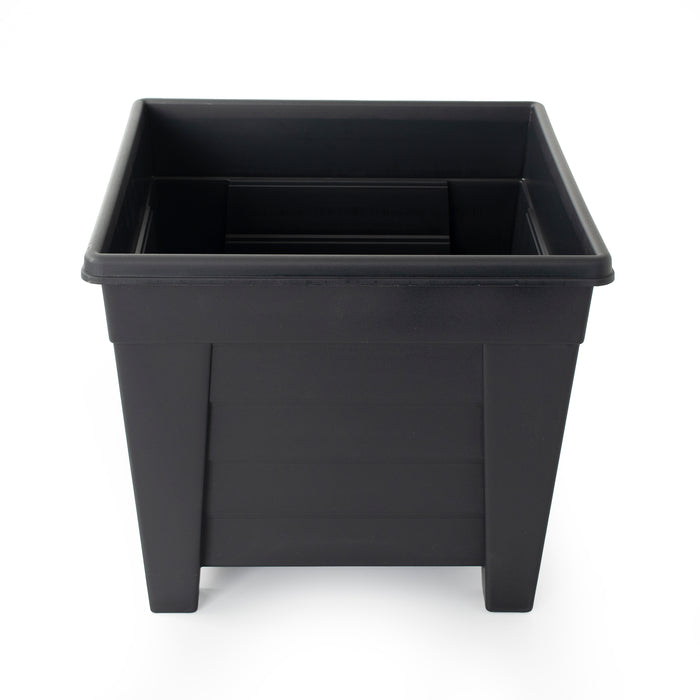 32cm Large Square 29L Raised Black Plastic Flower Pot for Garden & Patio