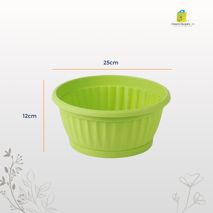 25cm Bright Coloured Round Plant Pot & Saucer Planter 4.5 Litres Planters