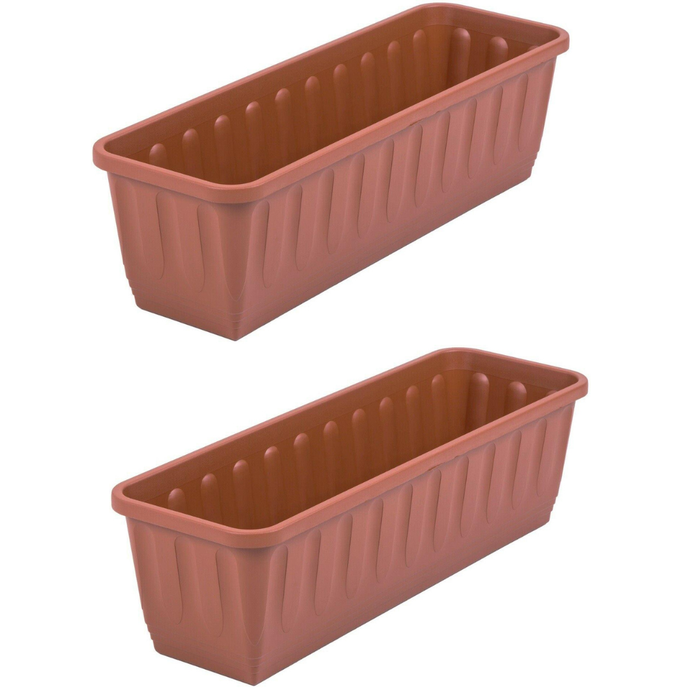 1-6 Large 60cm Long Plastic Terracotta Planting Troughs, 10L Windowsill Planters