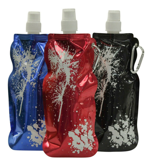 BPA-Free Plastic 500ml Foldable Non-Spill Sports Water Bottles Black Blue or Red