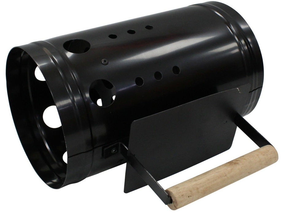 Cheerful Bargains 28cm Large Barbecue Chimney Starter, Black with Wooden Handle