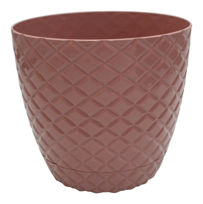 2-Pack 20cm Tall Pink Self-Watering Plastic Planters, 5.6L Indoor/Outdoor Pots