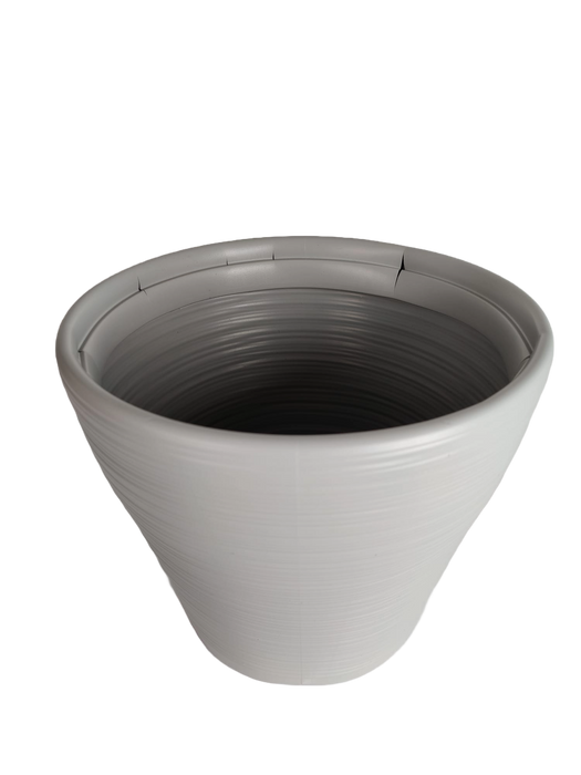 Rammento Large 34cm ⌀ 24.5cm Tall Ribbed Plastic Planter, Cool Grey Indoor/Outdoor