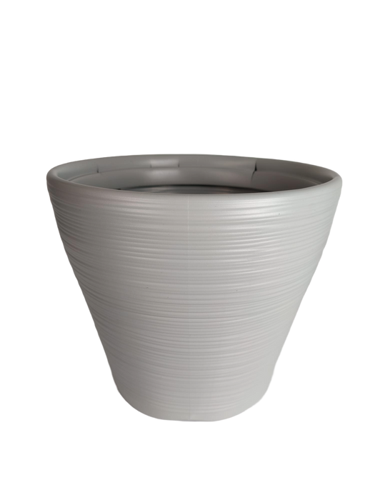 Rammento Large 34cm ⌀ 24.5cm Tall Ribbed Plastic Planter, Cool Grey Indoor/Outdoor