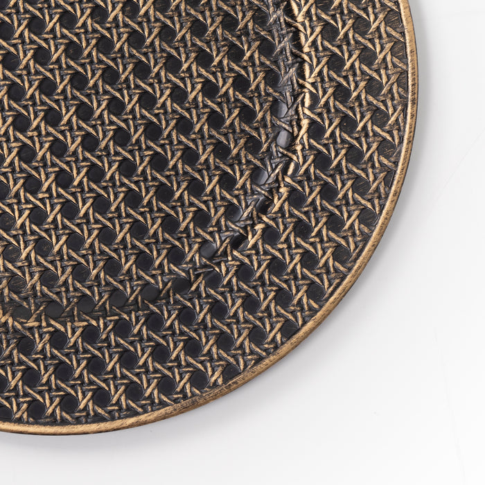Set of 4 Brushed Gold Charger Plates Criss-Cross Design 33cm Under Plates