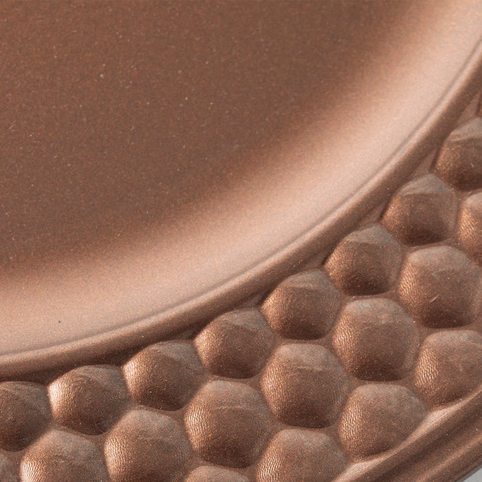 Set of 4 Copper Charger Plates Modern Honeycomb Design Rim 33cm Round Plates